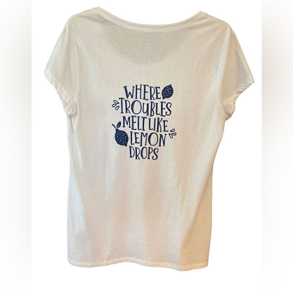 Nobo Sz XL White Lemon Drop Martini Cotton Summer Short Sleeve T-Shirt